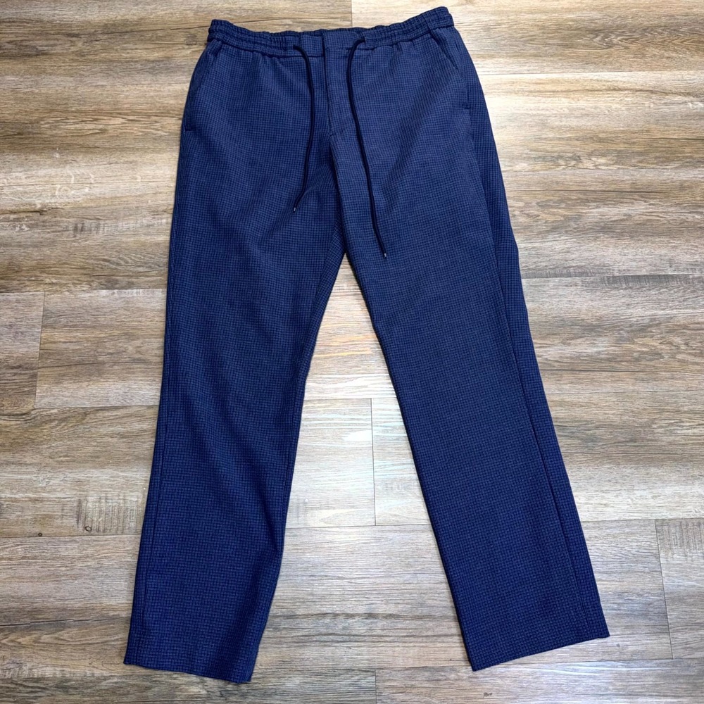Express Blue Micro-Patterned Drawstring Pants/Trousers Mens W32 x L32 Slim Fit